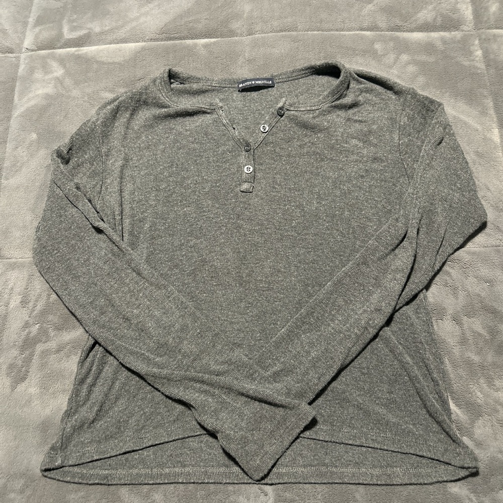 Brandy Mellville Quarter Button Long Sleeve Top